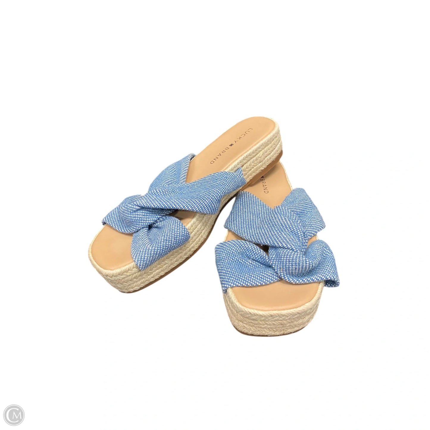 Sandals Heels Platform By Lucky Brand In Blue Denim, Size: 7