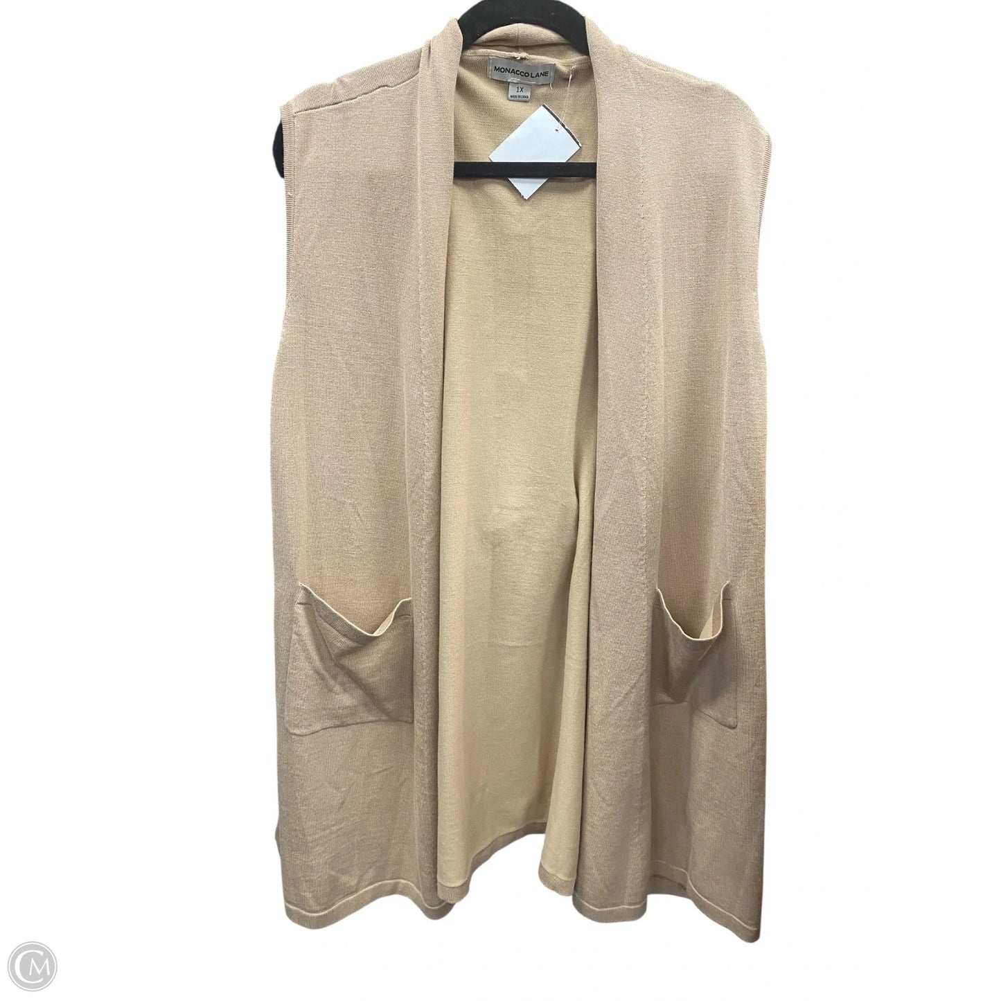 Vest Sweater By Clothes Mentor In Tan, Size: 1x