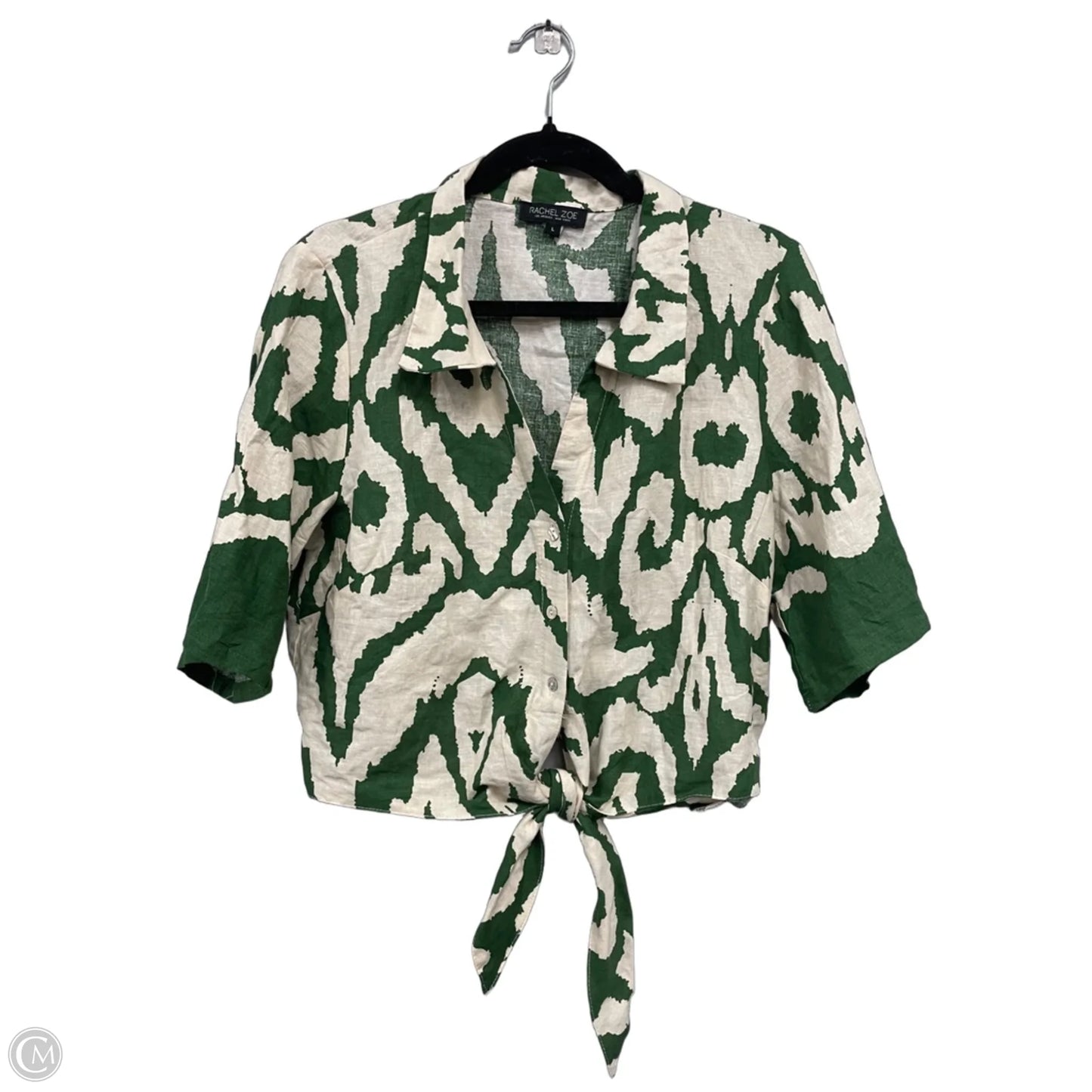 Top Short Sleeve By Rachel Zoe In Cream & Green, Size: L