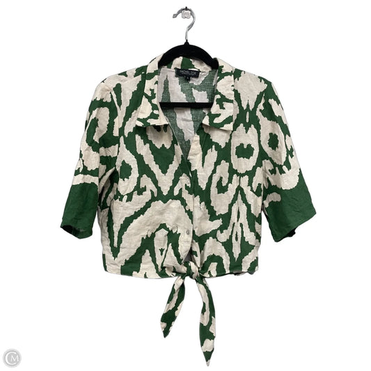 Top Short Sleeve By Rachel Zoe In Cream & Green, Size: L