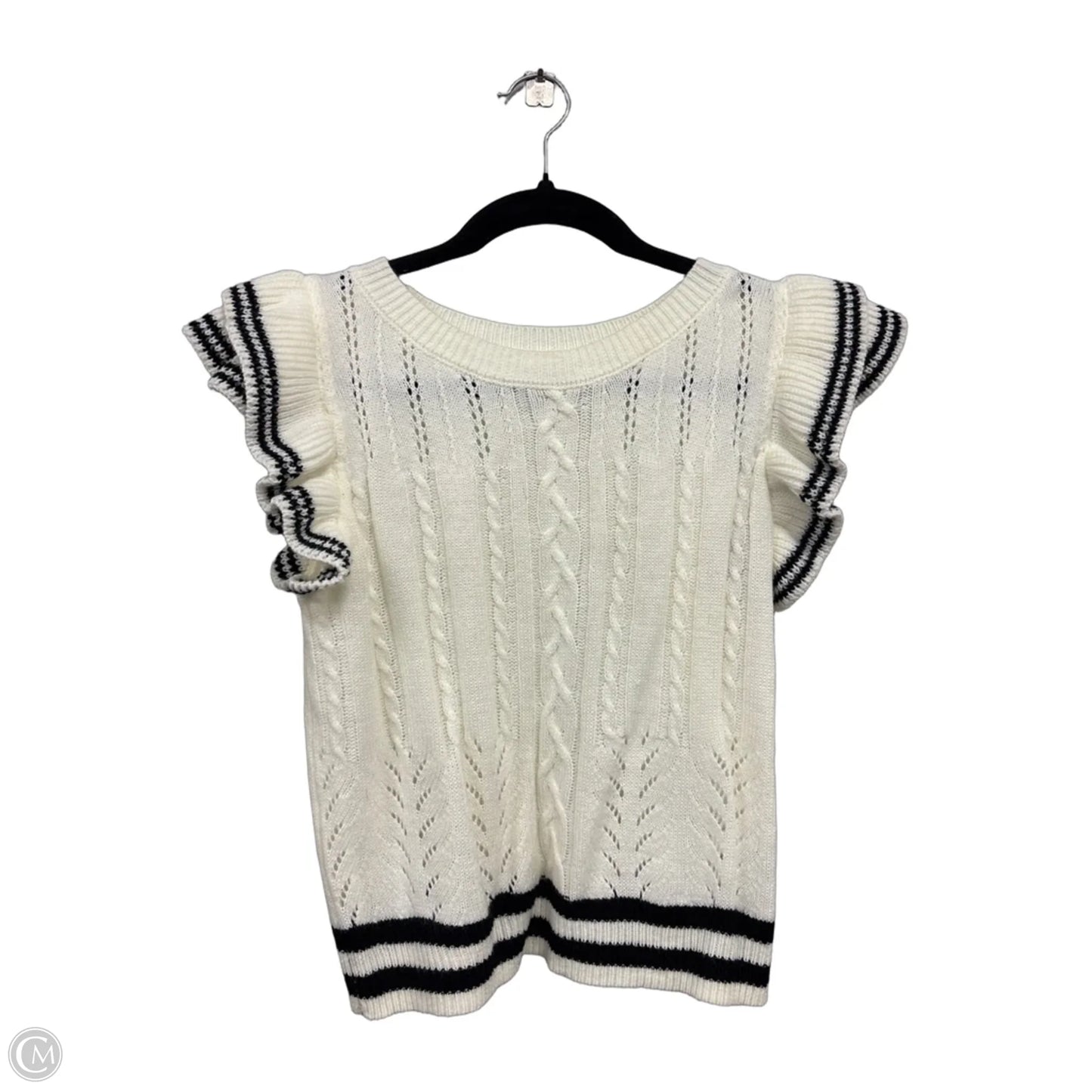 Sweater Short Sleeve By Shein In Black & Cream, Size: S