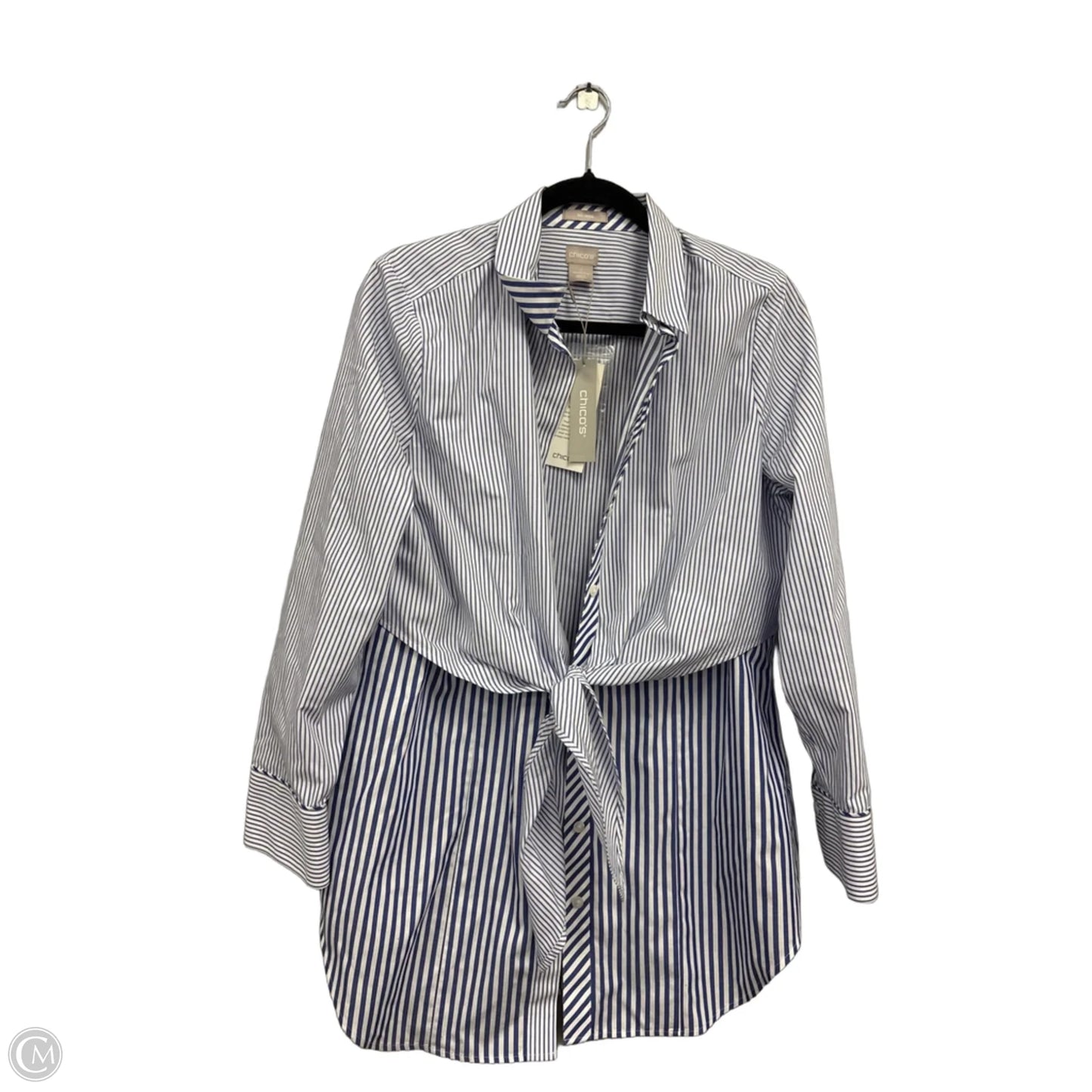 Top Long Sleeve By Chicos In Blue & White, Size: S