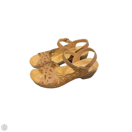 Sandals Heels Block By Clothes Mentor In Brown, Size: 10