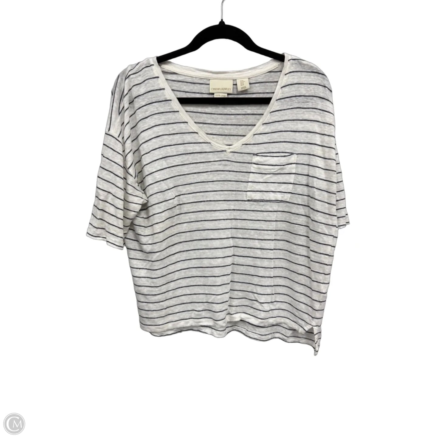 Top Short Sleeve By Cynthia Rowley In Blue & White, Size: M