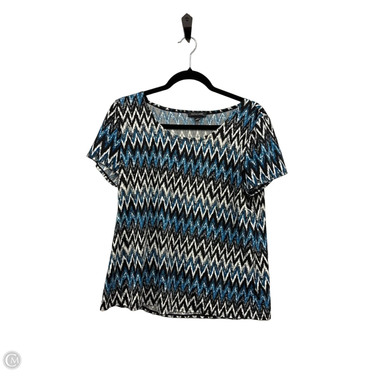 Top Short Sleeve By Notations In Black & Blue, Size: L
