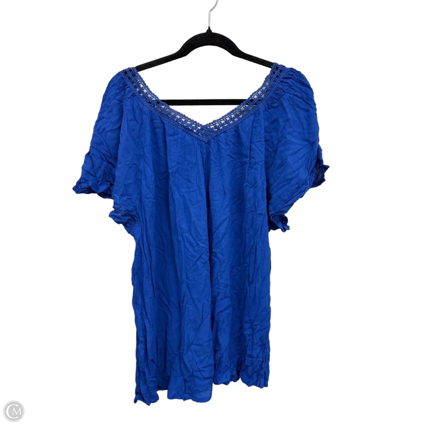 Top Short Sleeve By Rebecca Malone In Blue, Size: 2x
