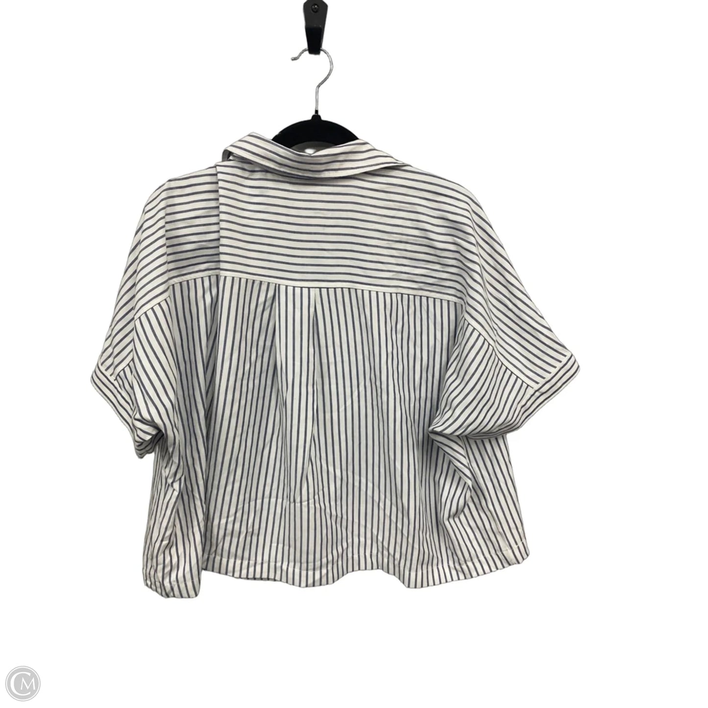 Top Short Sleeve By Max Studio In Blue & White, Size: L