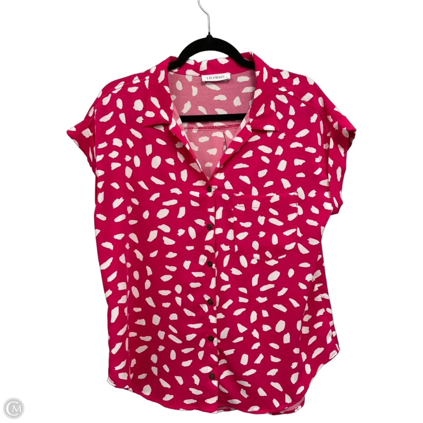 Top Short Sleeve By Clothes Mentor In Pink & White, Size: S