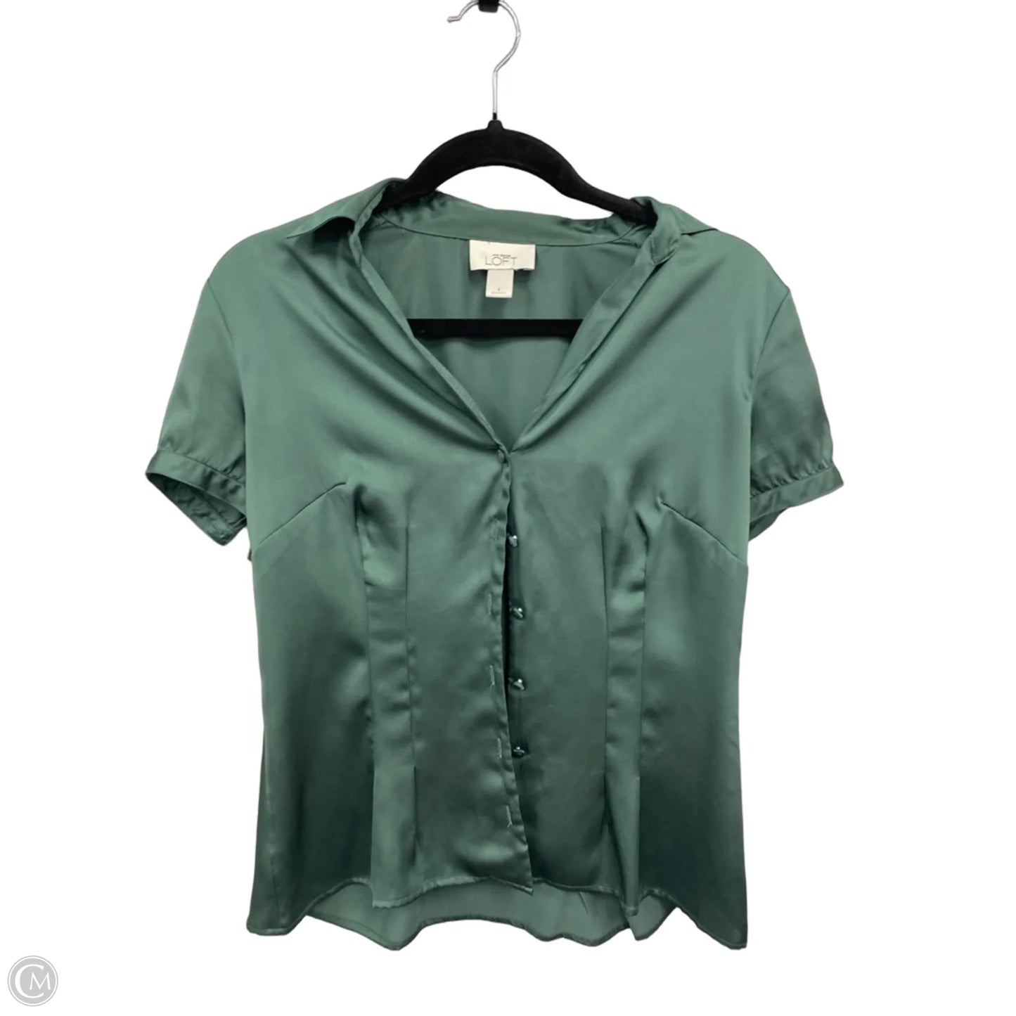 Blouse Short Sleeve By Loft In Green, Size: 4