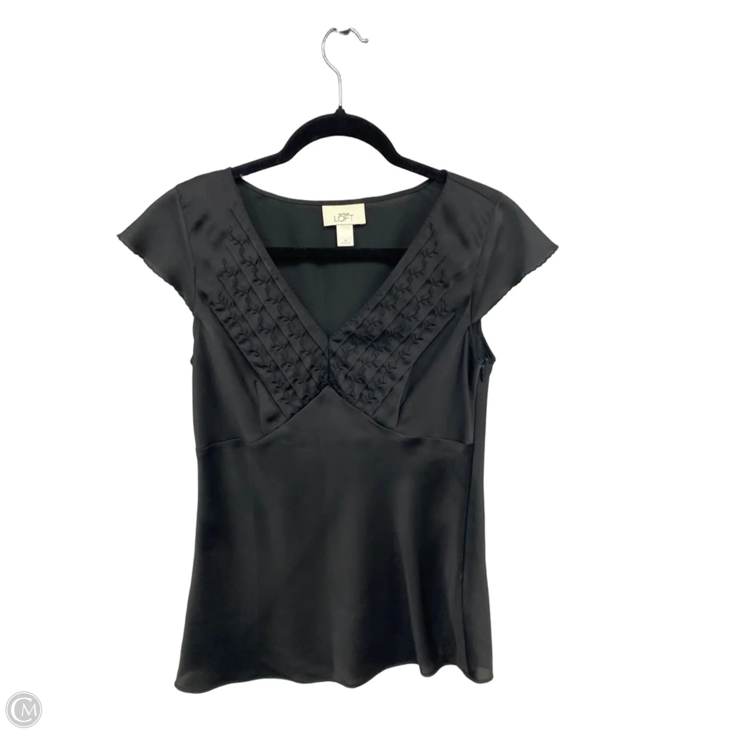 Blouse Short Sleeve By Loft In Black, Size: 4