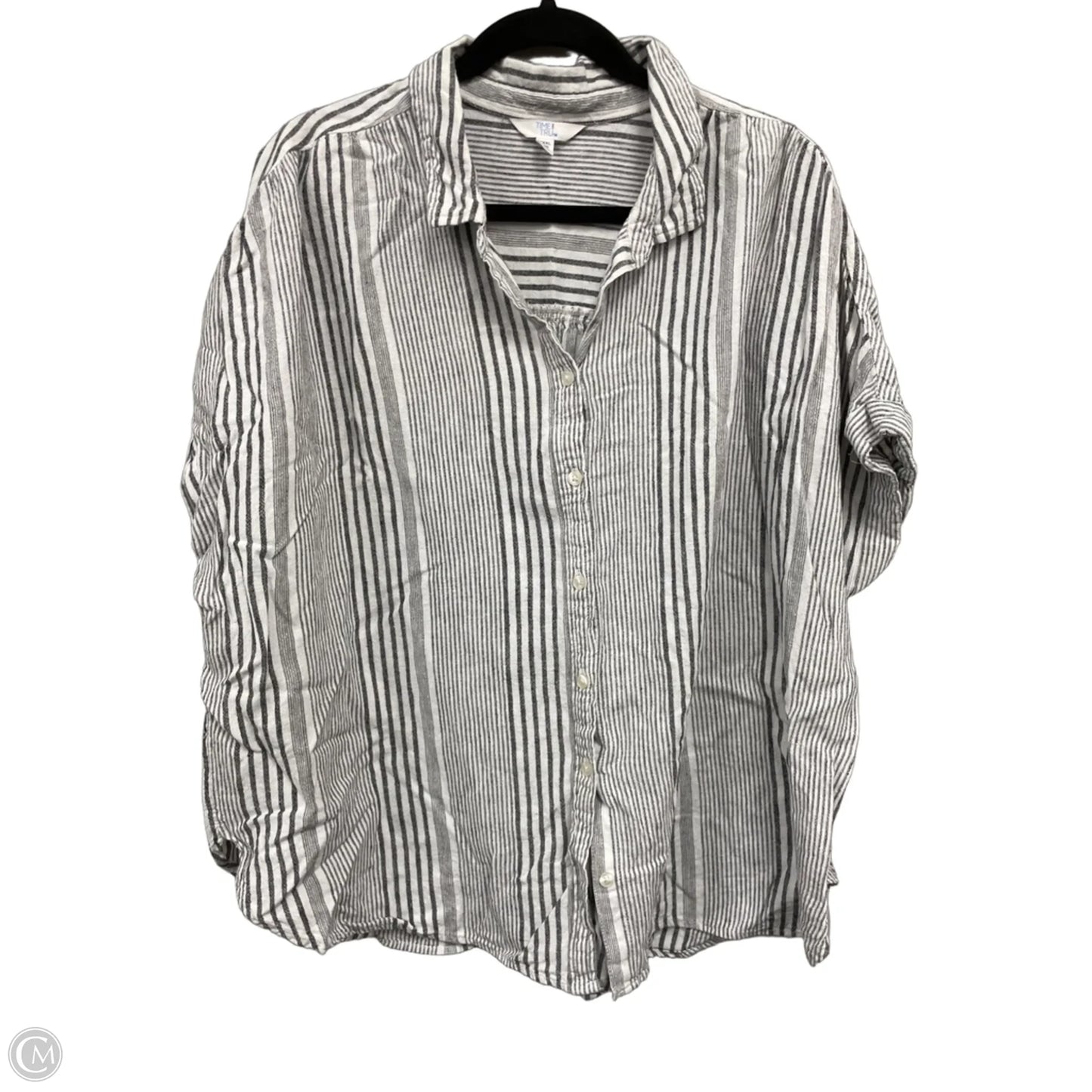 Top Short Sleeve By Time And Tru In Grey & White, Size: 3x