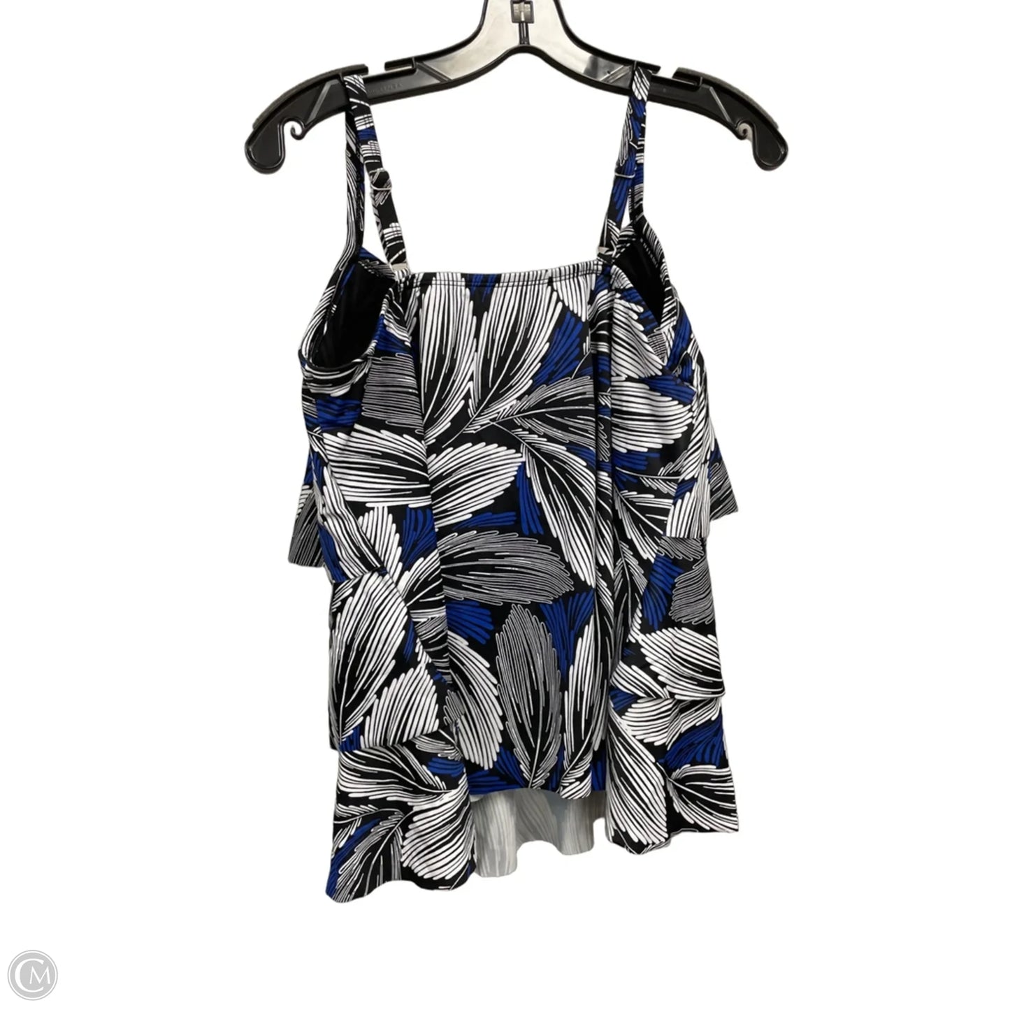 Swimsuit Top By Clothes Mentor In Black & Blue, Size: 16