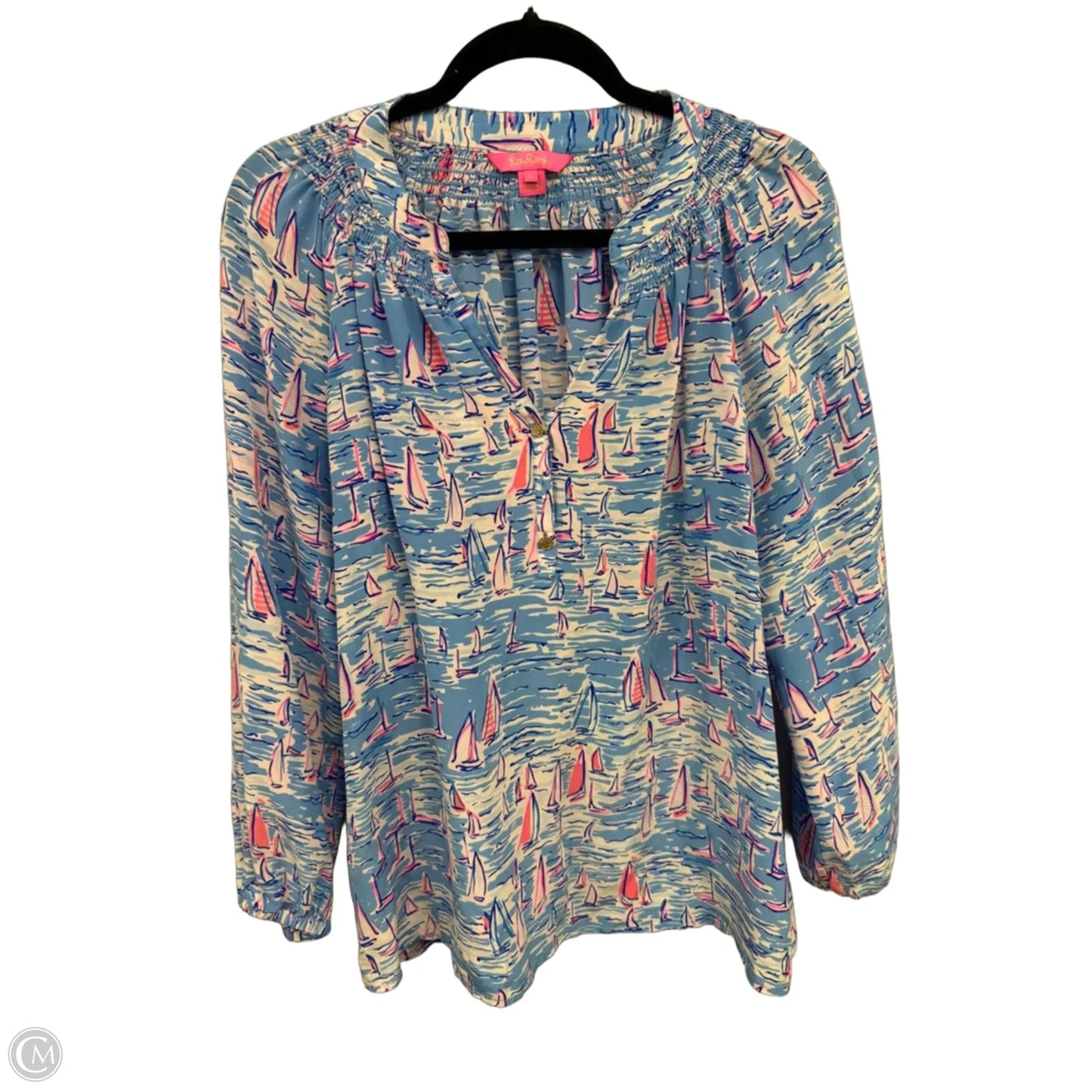 Blouse Designer By Lilly Pulitzer In Blue, Size: L