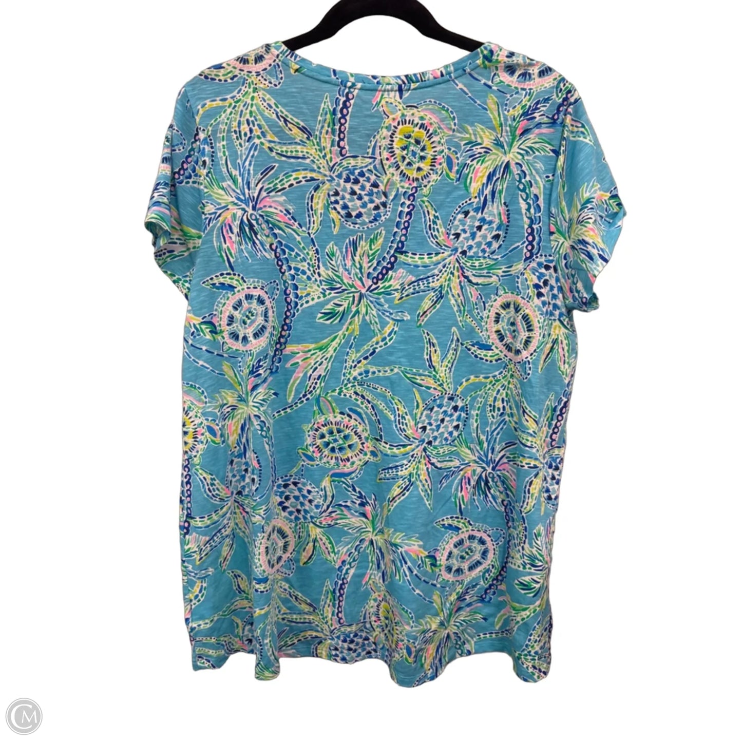 Top Short Sleeve Designer By Lilly Pulitzer In Blue, Size: Xl