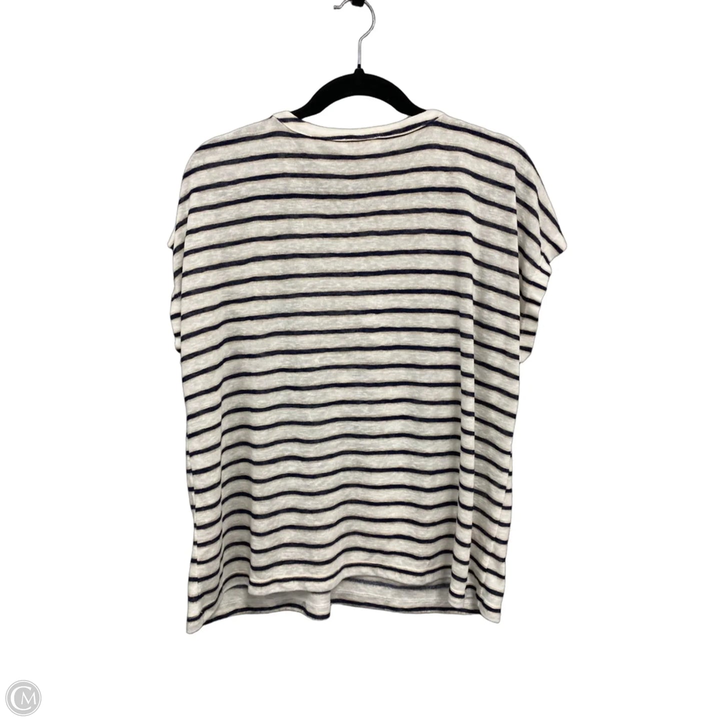 Top Short Sleeve By Loft In Blue & Cream, Size: Xl