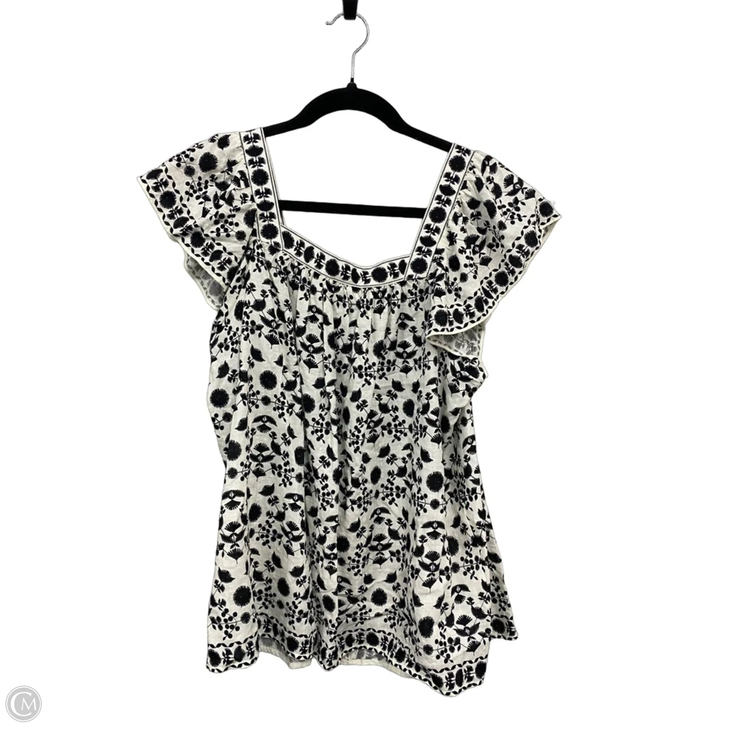 Top Short Sleeve By Max Studio In Black & Cream, Size: L