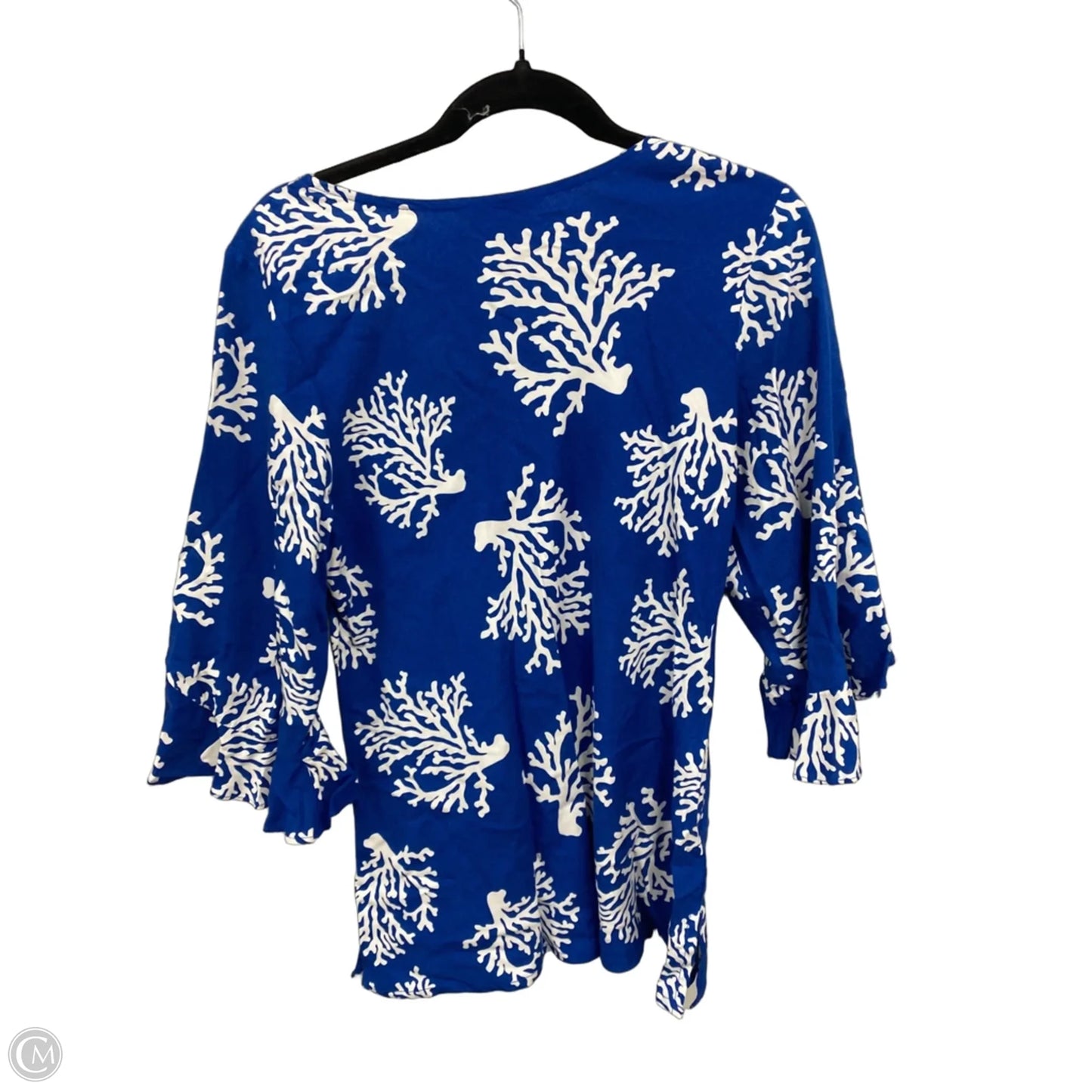 Top 3/4 Sleeve By Clothes Mentor In Blue & White, Size: M