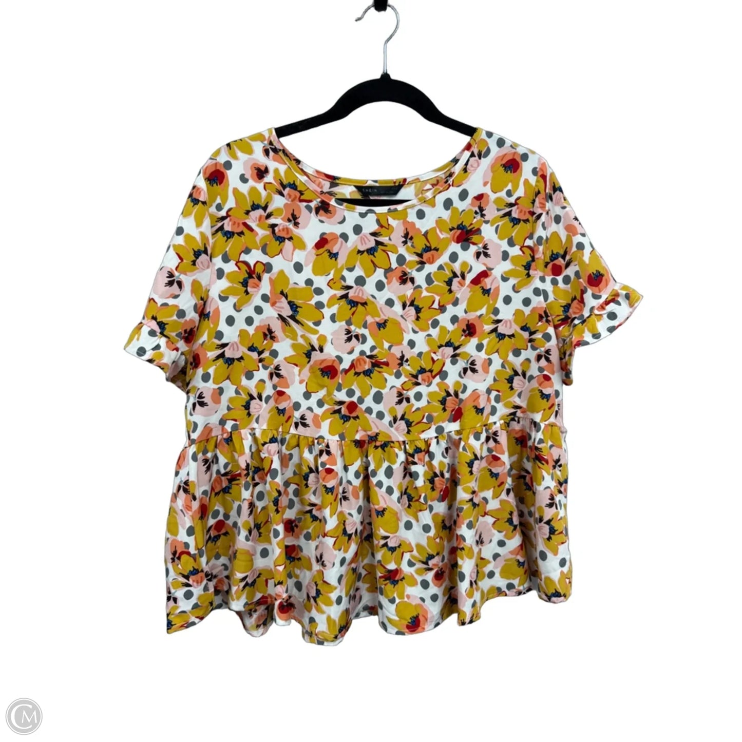Top Short Sleeve By Shein In Yellow, Size: M
