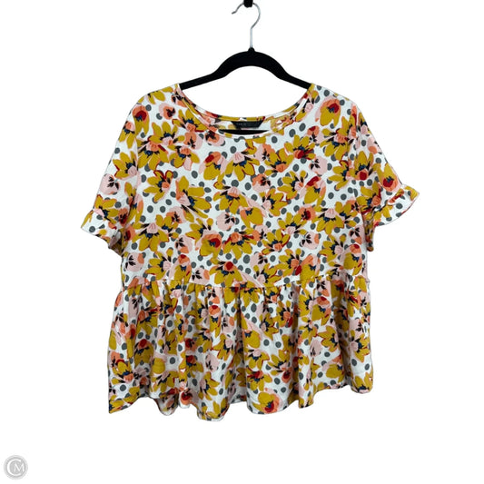 Top Short Sleeve By Shein In Yellow, Size: M