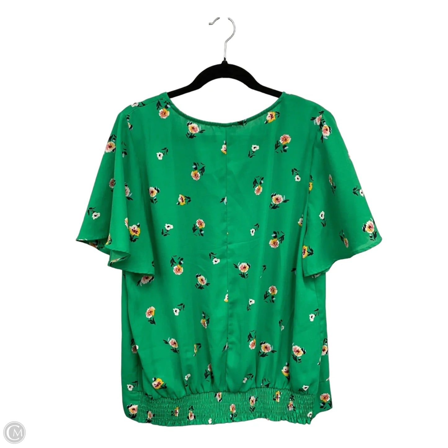 Blouse Short Sleeve By C And C In Green & Yellow, Size: Xl