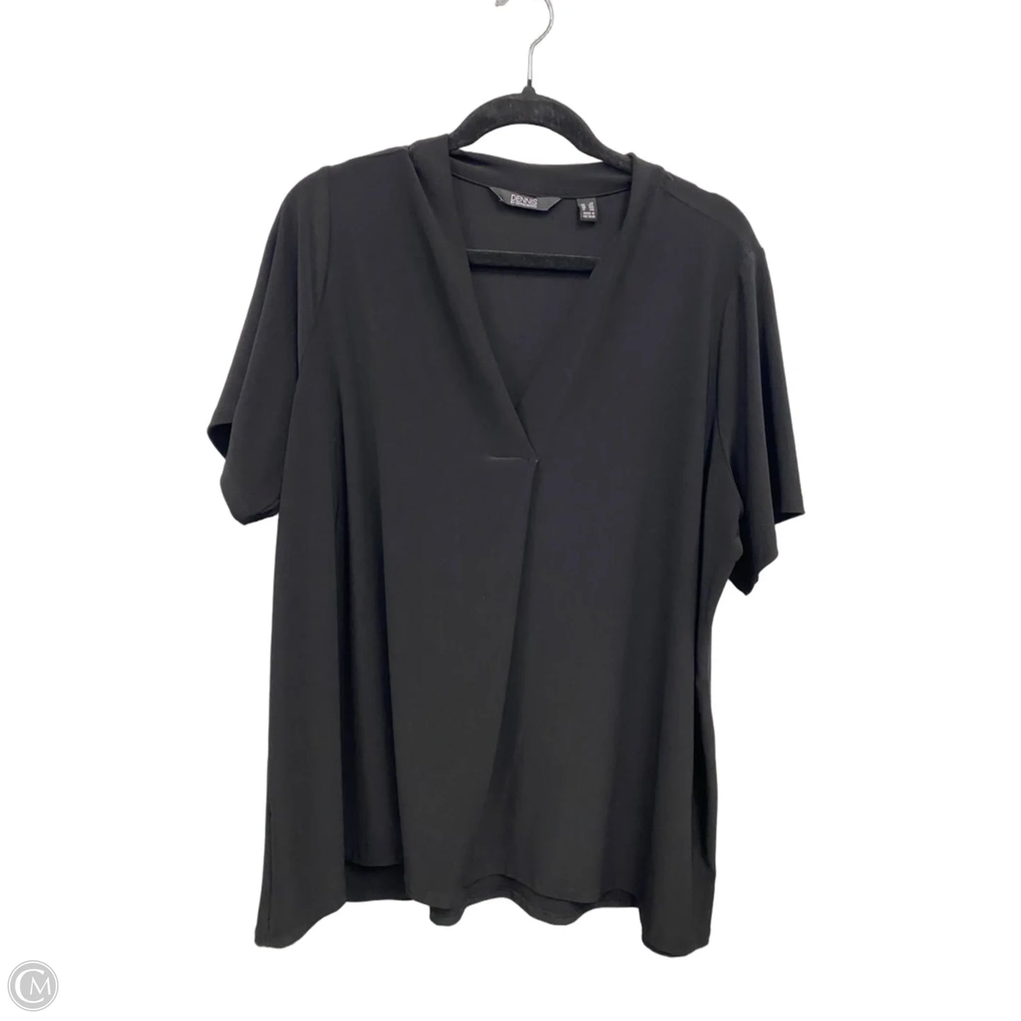 Top Short Sleeve By Dennis Basso Qvc In Black, Size: 2x