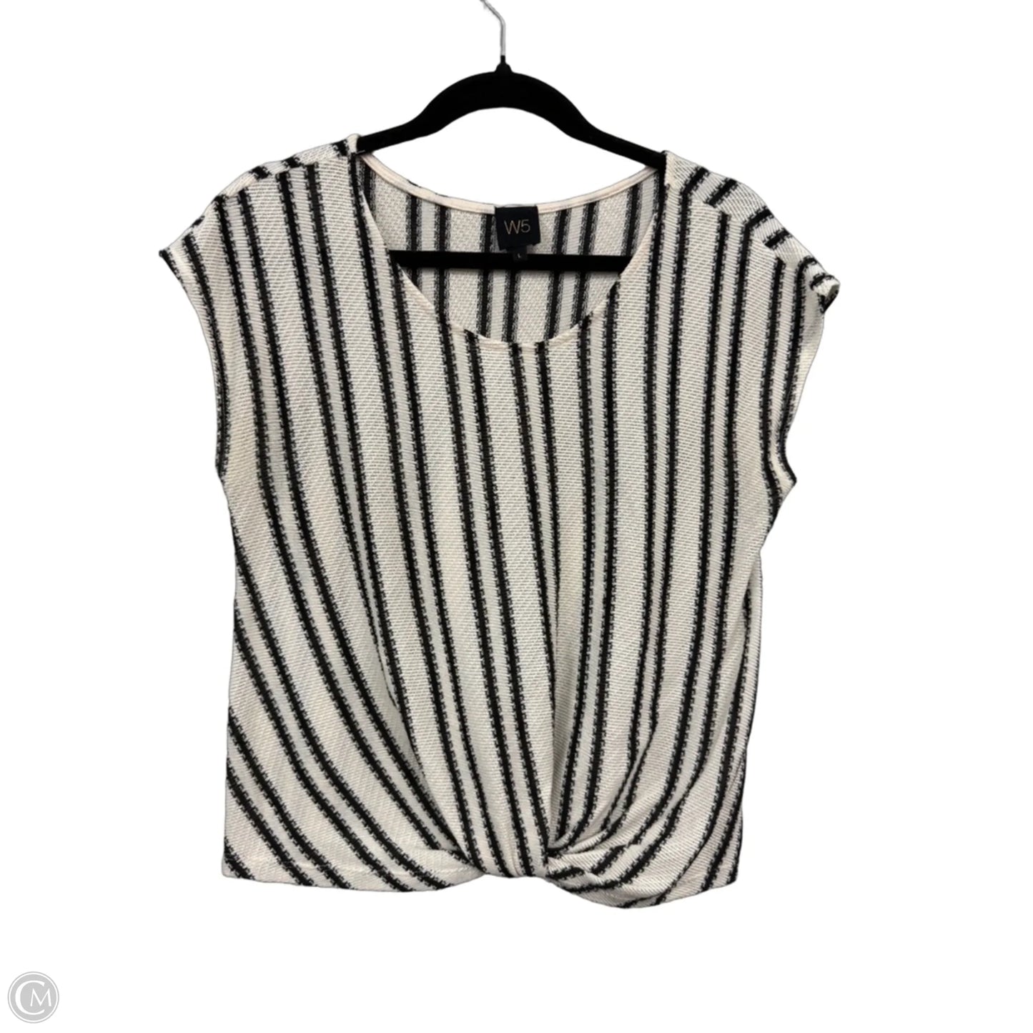 Sweater Short Sleeve By W5 In Black & Cream, Size: L