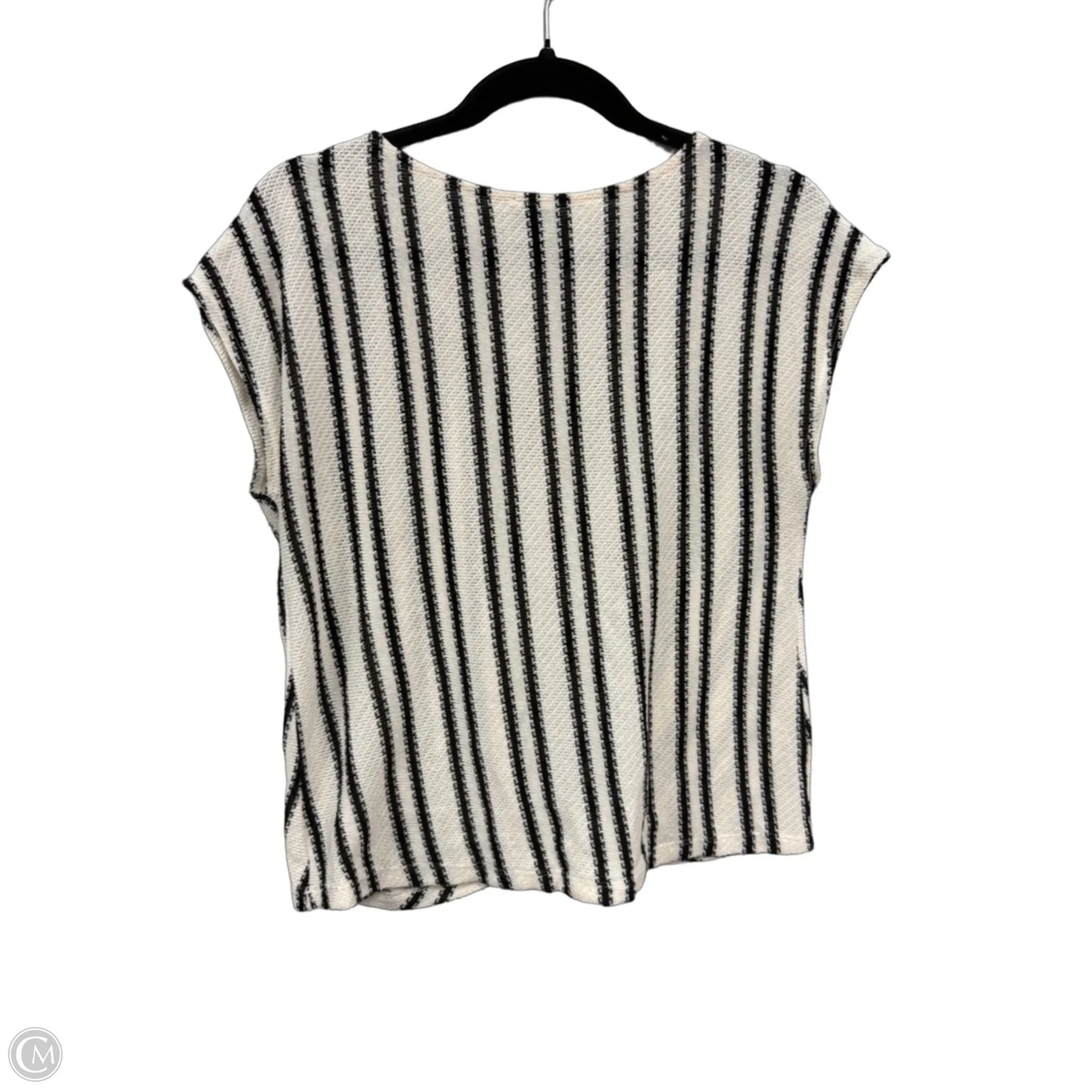 Sweater Short Sleeve By W5 In Black & Cream, Size: L