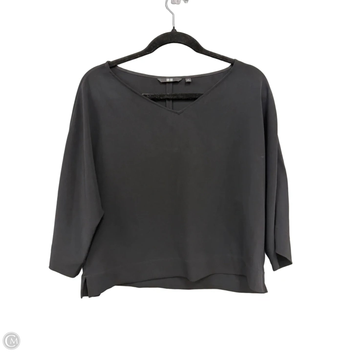 Top 3/4 Sleeve By Uniqlo In Black, Size: S