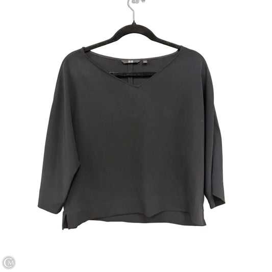 Top 3/4 Sleeve By Uniqlo In Black, Size: S
