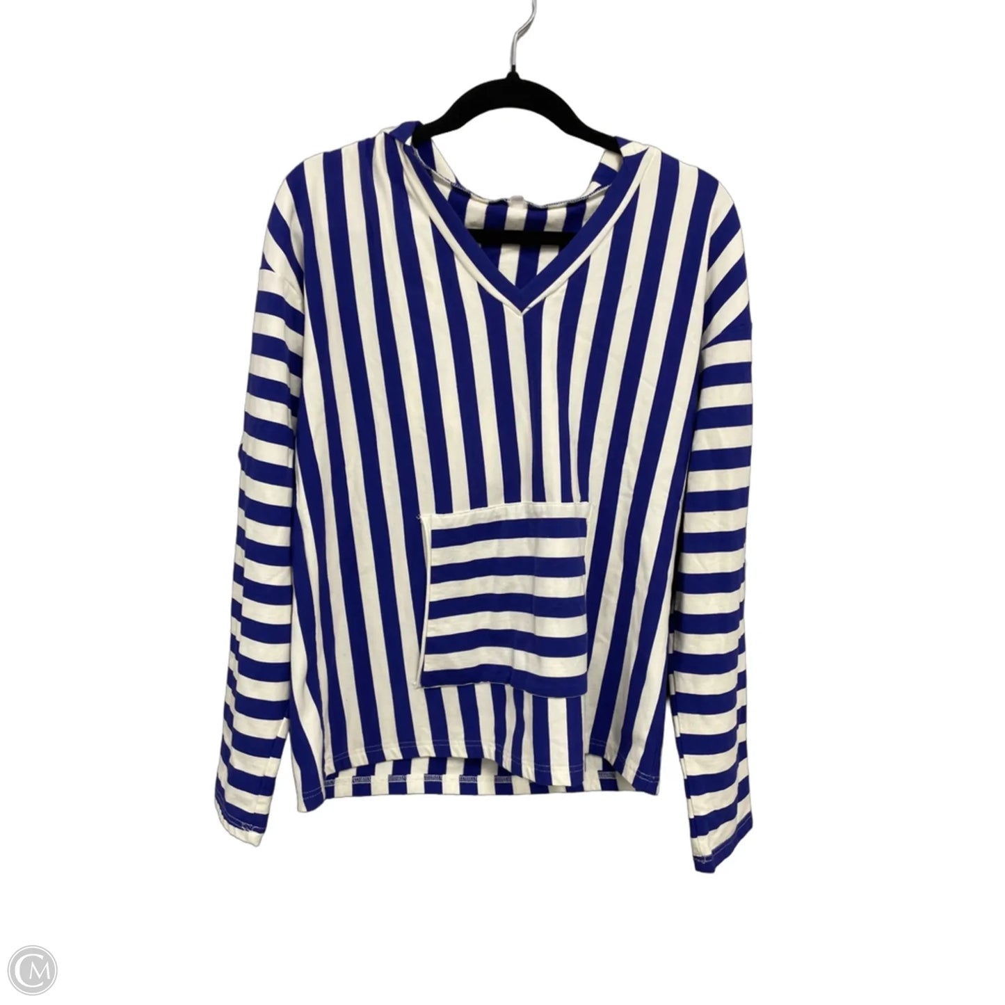 Top Long Sleeve By Clothes Mentor In Blue & White, Size: M