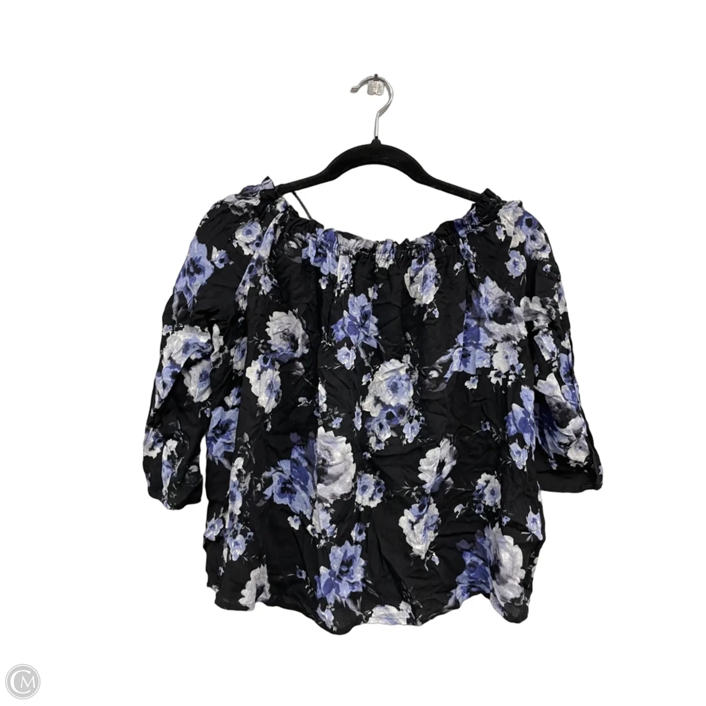 Top 3/4 Sleeve By Collective Concepts In Black & Blue, Size: S