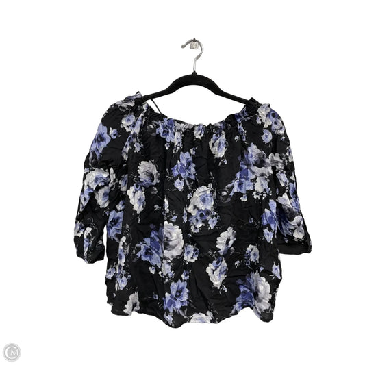 Top 3/4 Sleeve By Collective Concepts In Black & Blue, Size: S