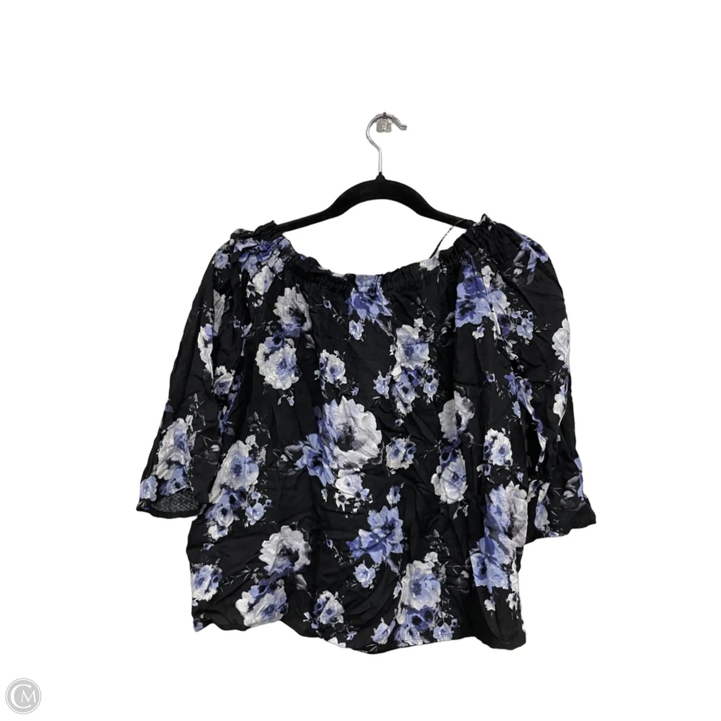 Top 3/4 Sleeve By Collective Concepts In Black & Blue, Size: S