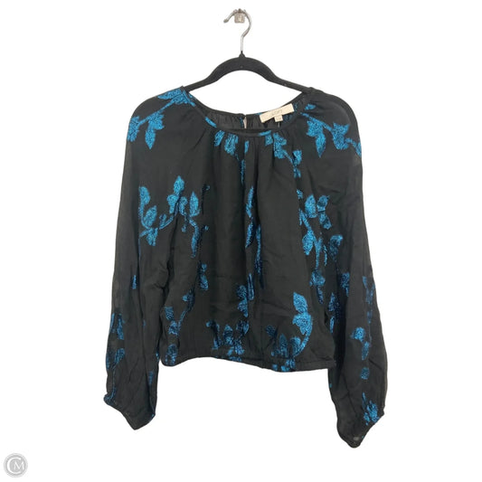Top Long Sleeve By Loft In Black & Blue, Size: S