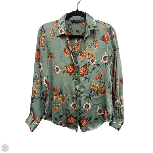Top Long Sleeve By Zara Basic In Green & Orange, Size: S