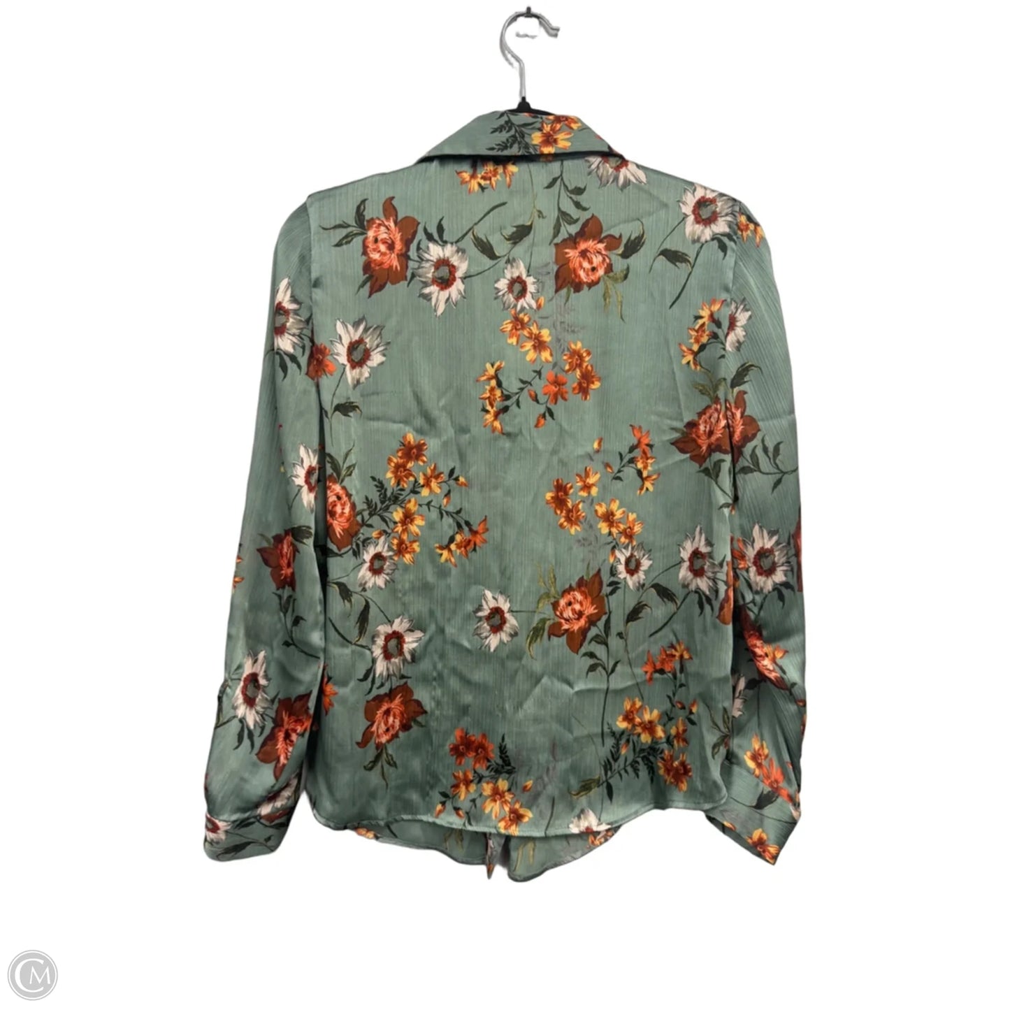 Top Long Sleeve By Zara Basic In Green & Orange, Size: S