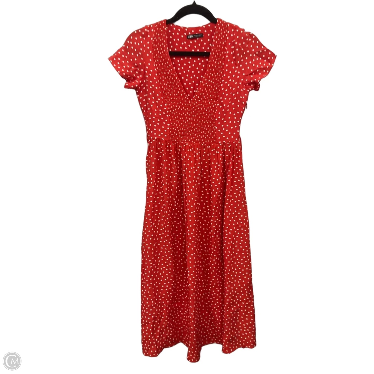 Dress Casual Midi By Zara In Red, Size: Xs