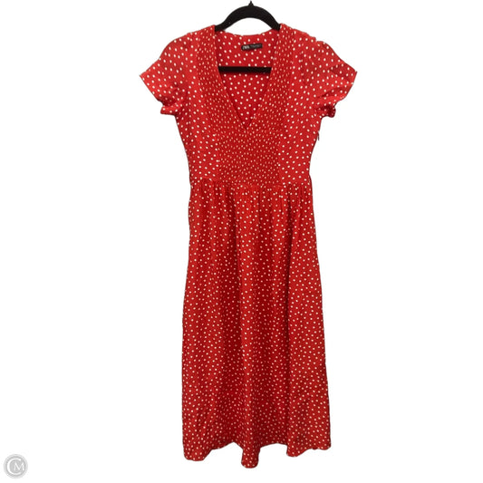 Dress Casual Midi By Zara In Red, Size: Xs