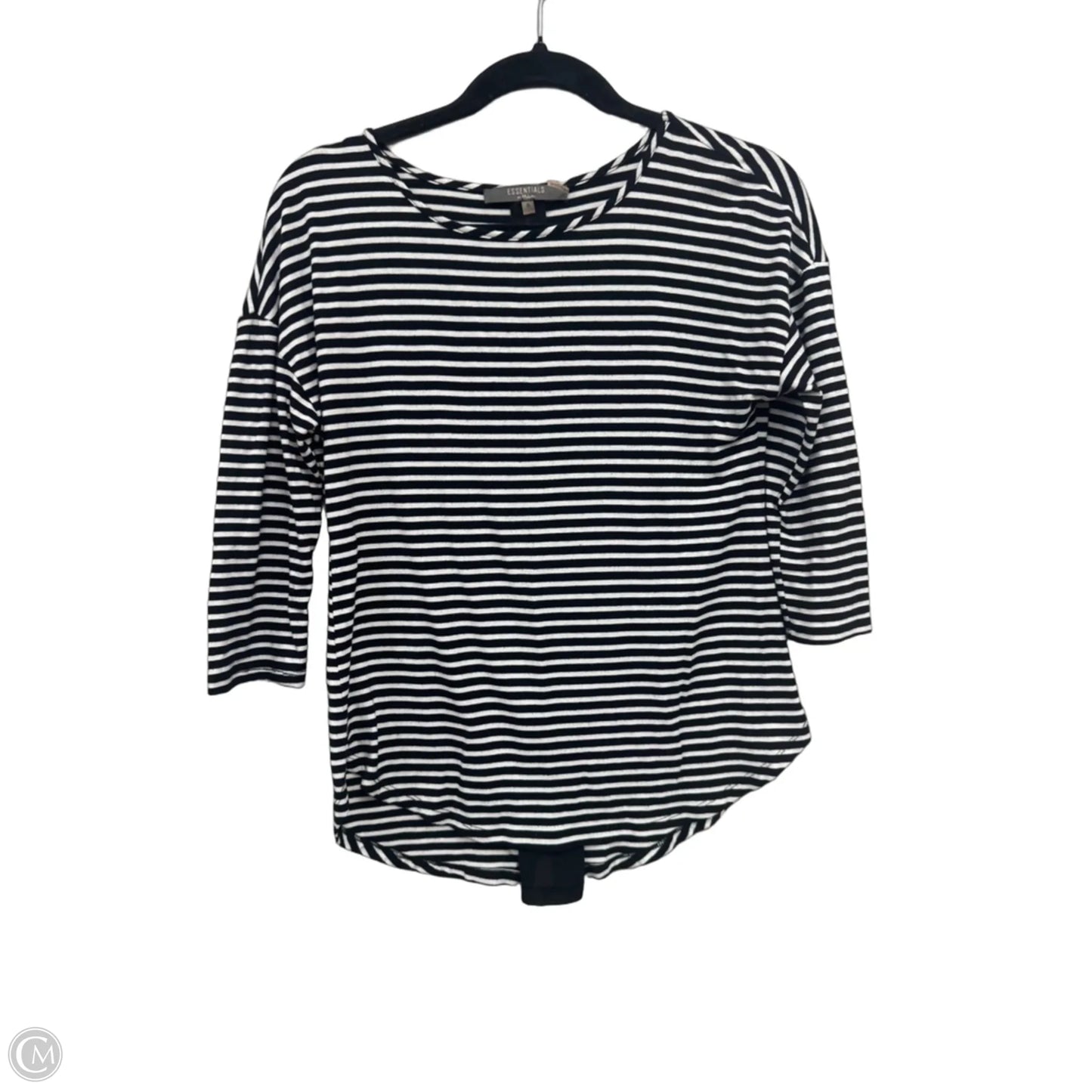 Top 3/4 Sleeve By Essentials In Black & White, Size: S