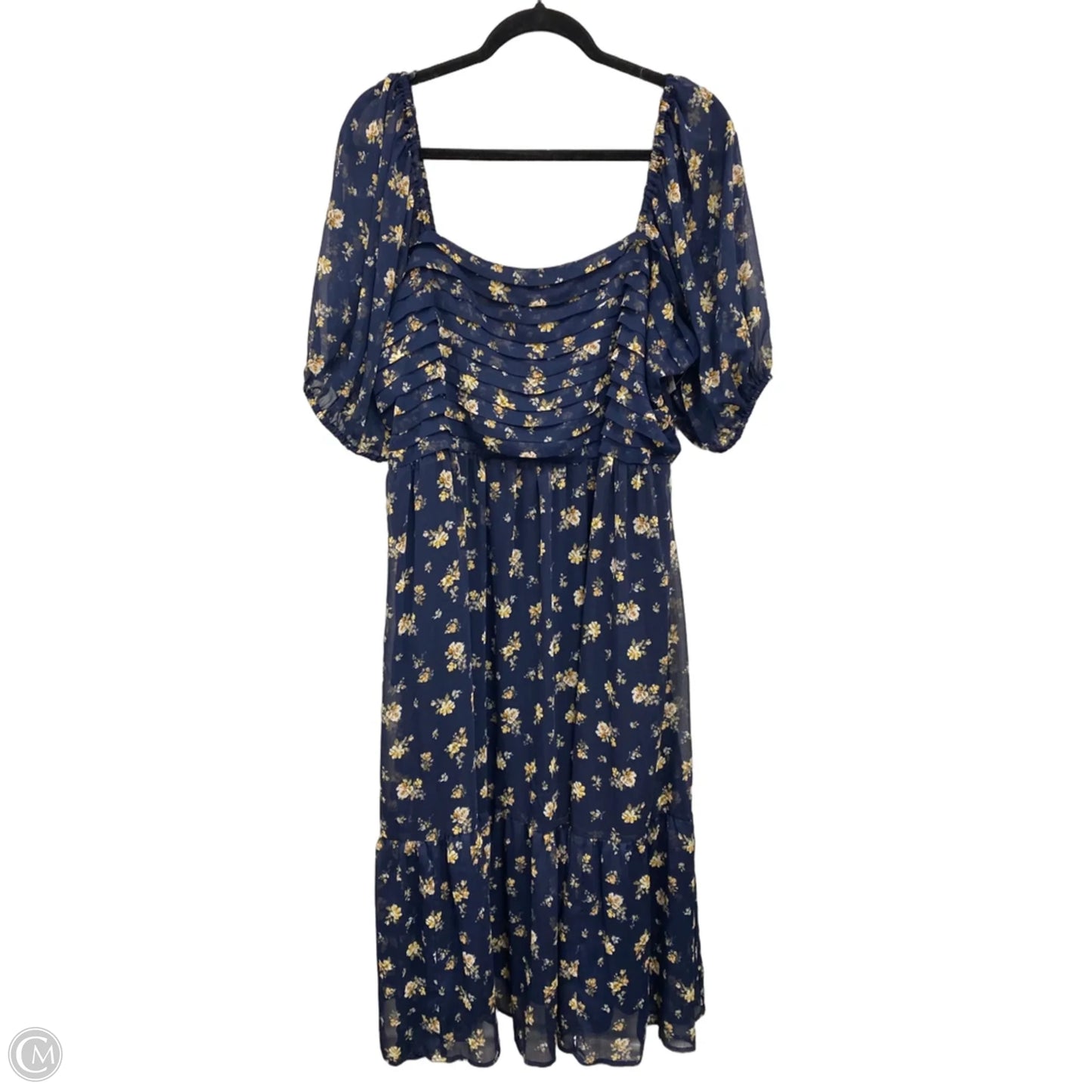 Dress Casual Midi By Clothes Mentor In Blue & Yellow, Size: Xxl