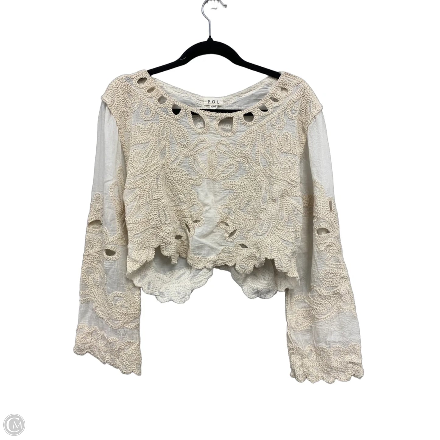 Top Long Sleeve By Pol In Cream, Size: S