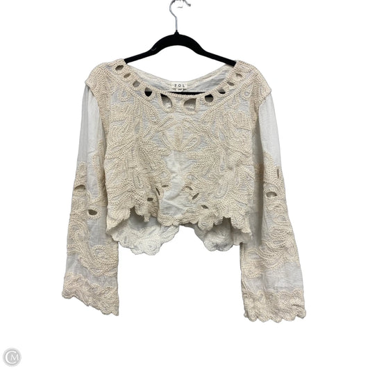 Top Long Sleeve By Pol In Cream, Size: S