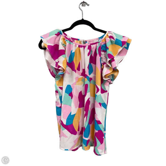 Top Short Sleeve By Clothes Mentor In Pink & White, Size: S