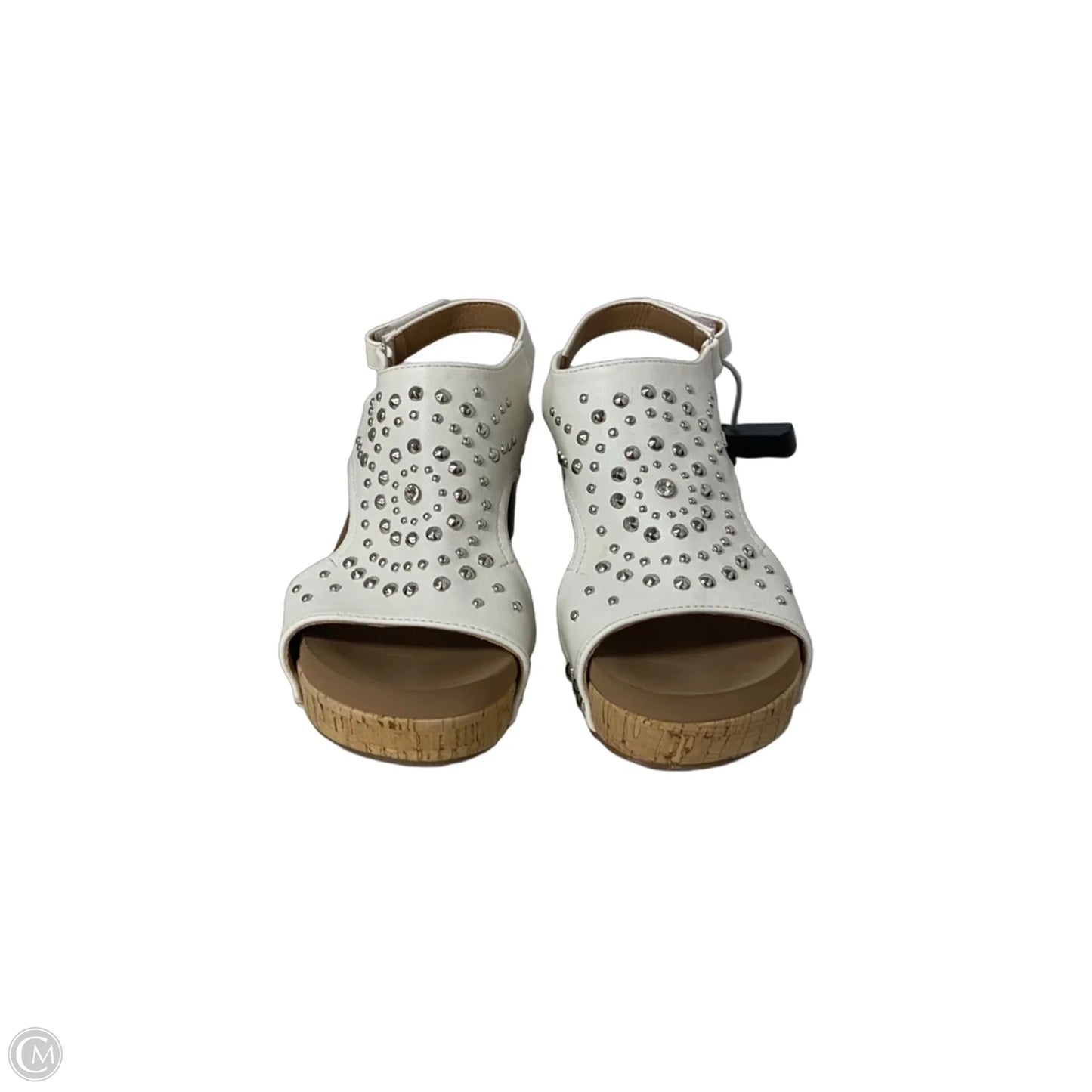 Sandals Heels Wedge By Corkys In Tan & White, Size: 6