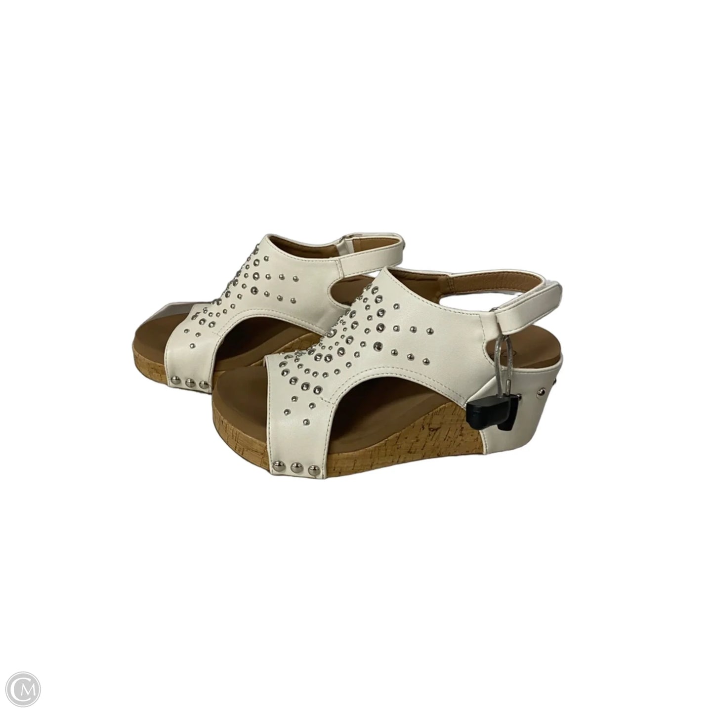 Sandals Heels Wedge By Corkys In Tan & White, Size: 6