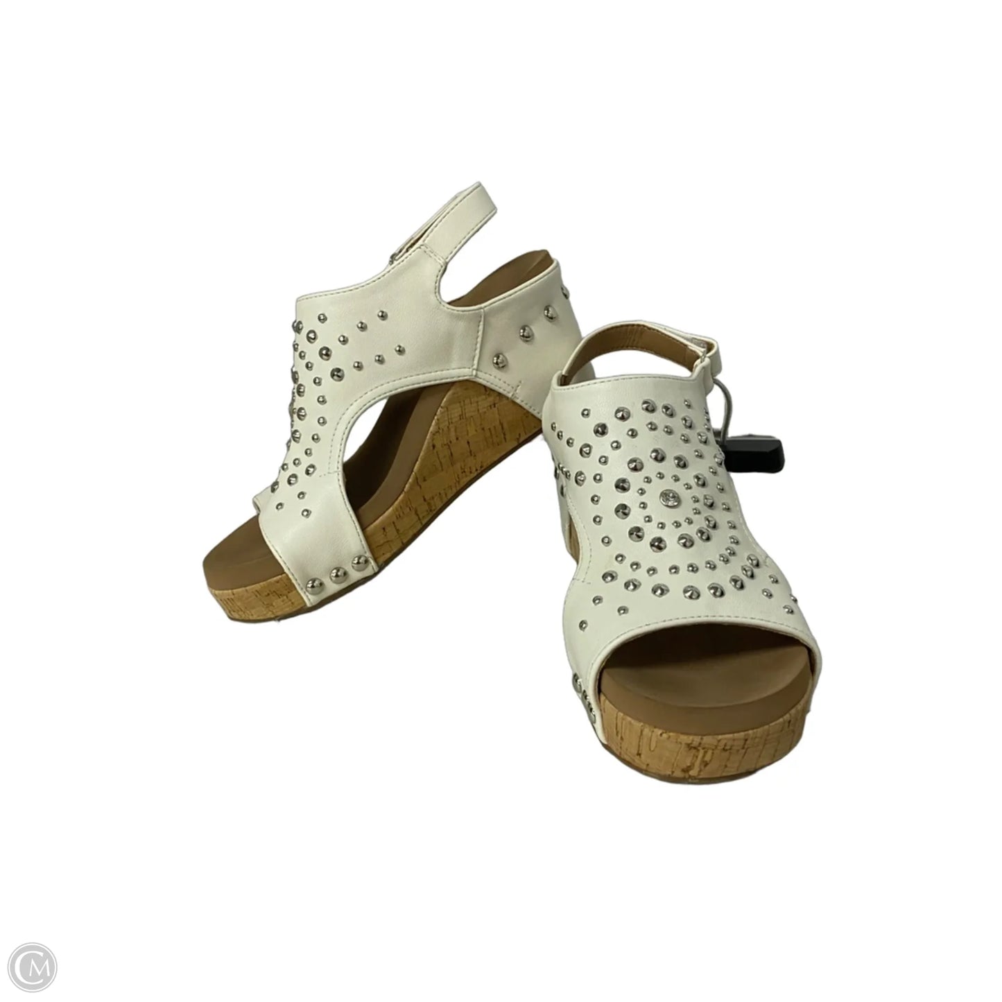 Sandals Heels Wedge By Corkys In Tan & White, Size: 6