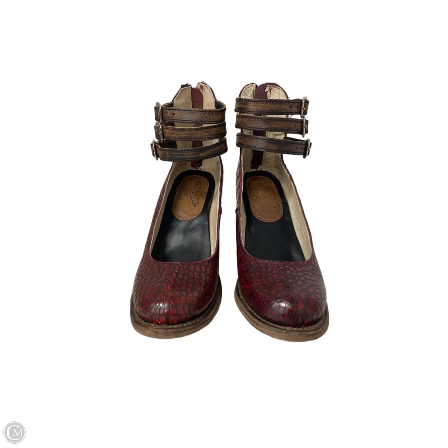 Shoes Heels Block By Freebird In Brown & Red, Size: 6