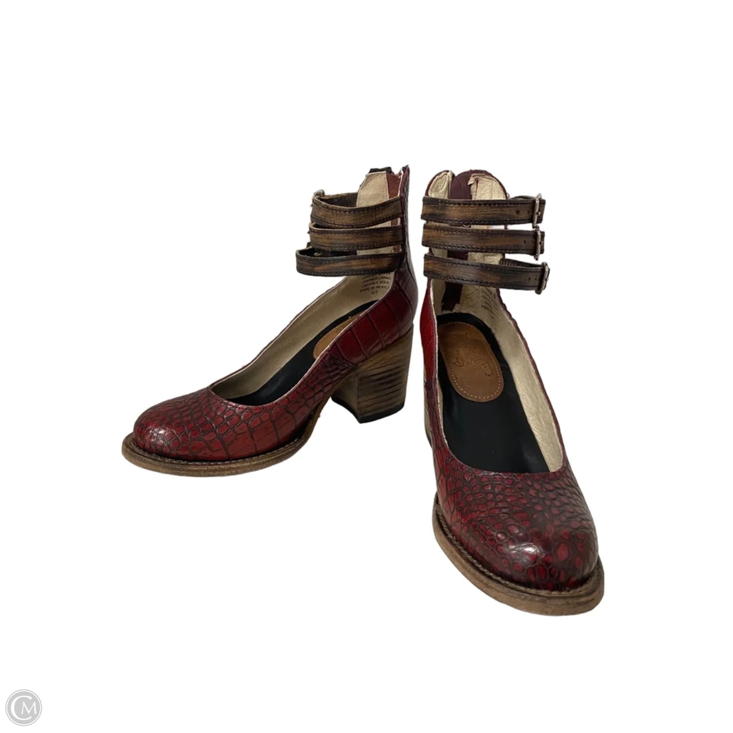 Shoes Heels Block By Freebird In Brown & Red, Size: 6