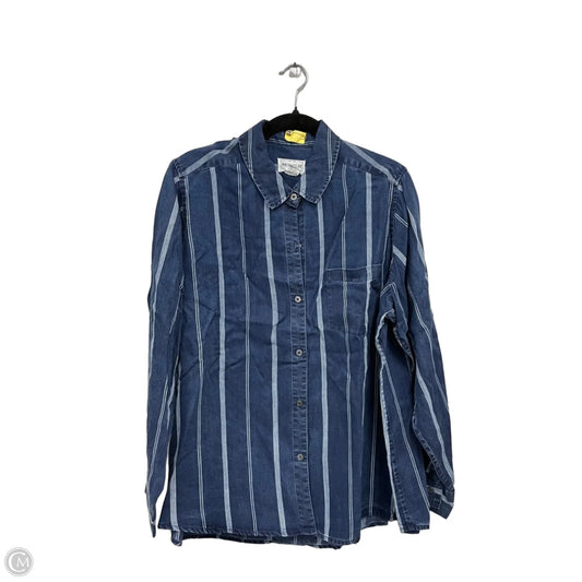 Top Long Sleeve By For The Republic In Blue, Size: 1x