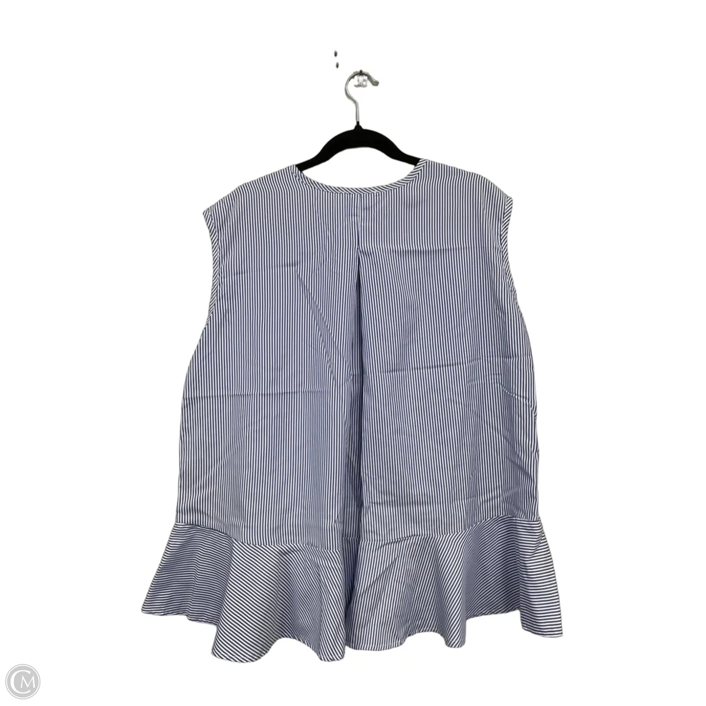 Top Sleeveless By Melloday In Blue & White, Size: 1x